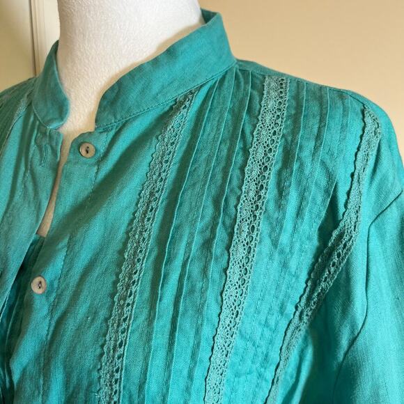 Vintage Bloomingdale’s Linen Shell and Shirt Set Turquoise Size Medium and Large - Picture 3 of 15